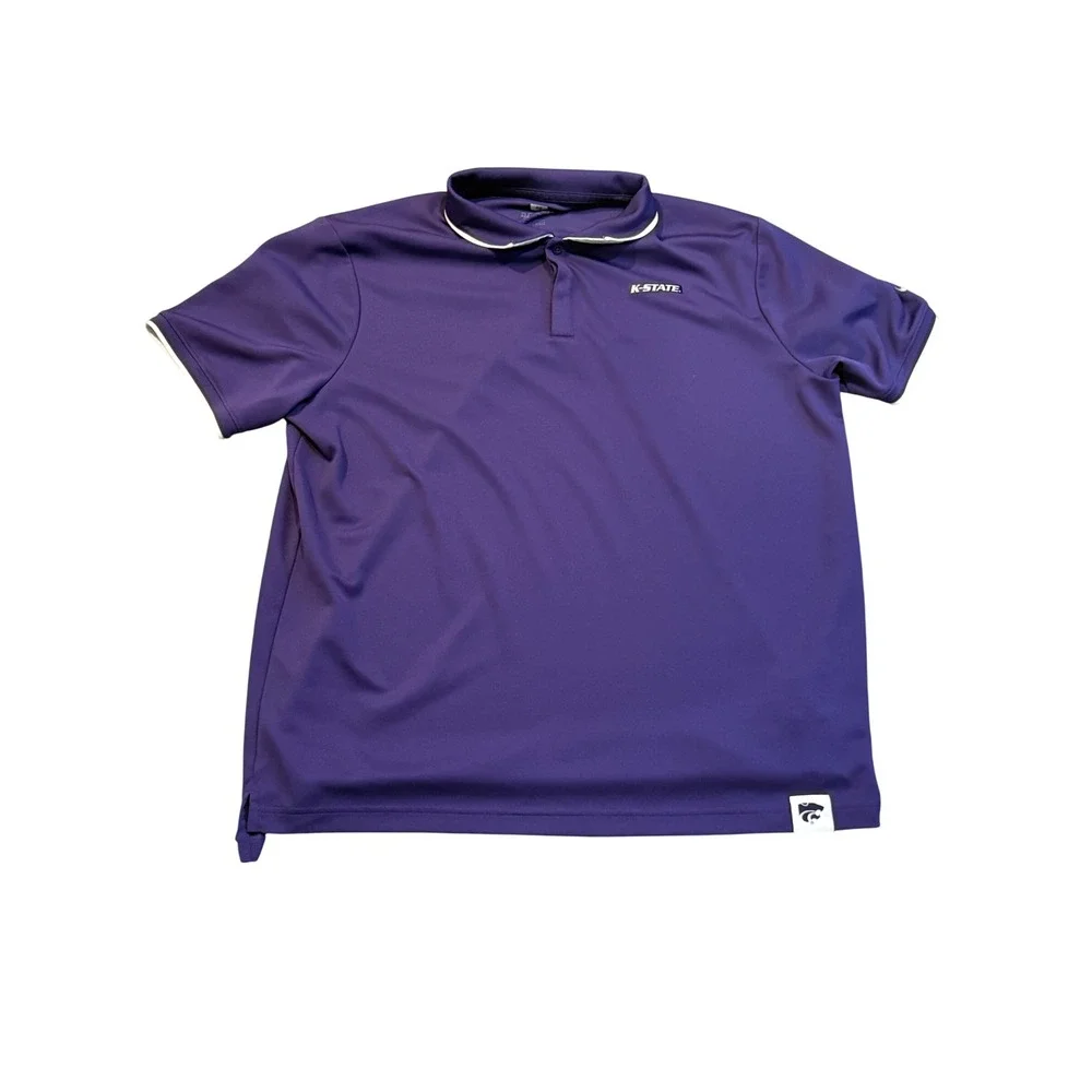 Nike Dri-FIT Mens XL K-State Wildcats Polo‎ Shirt Purple Short Sleeve NCAA